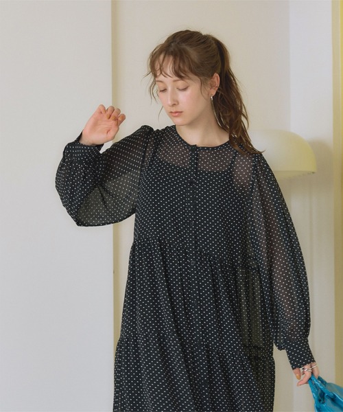 前後2wayシフォンギャザーワンピース