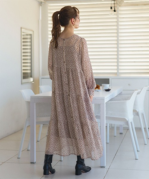 前後2wayシフォンギャザーワンピース