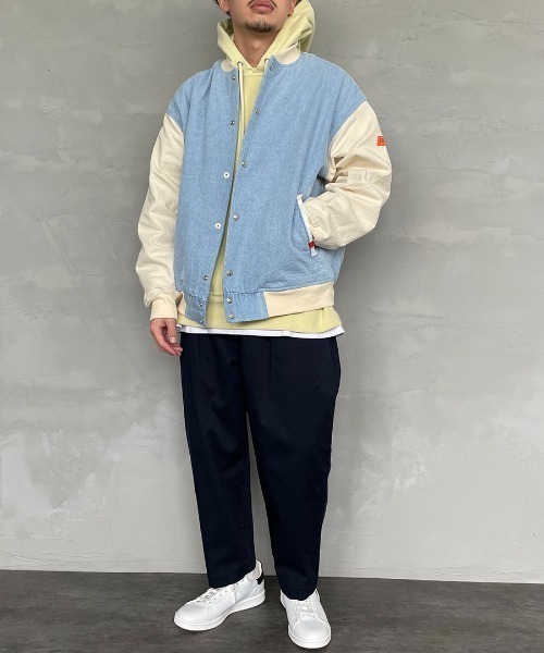 JEANS FACTORY （ジーンズファクトリー）の「【men's FUDGE 4月号掲載】[UNIVERSAL OVERALL/ユニバーサルオーバーオール] 別注 ビッグシルエットスタジャン（スタジャン・レディース・ブラック/インディゴブルー/レオパード・M/L）」の6枚目の写真