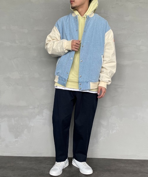 JEANS FACTORY （ジーンズファクトリー）の「【men's FUDGE 4月号掲載】[UNIVERSAL OVERALL/ユニバーサルオーバーオール] 別注 ビッグシルエットスタジャン（スタジャン・レディース・ブラック/インディゴブルー/レオパード・M/L）」の20枚目の写真