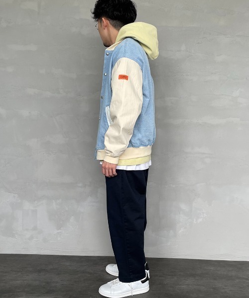 JEANS FACTORY （ジーンズファクトリー）の「【men's FUDGE 4月号掲載】[UNIVERSAL OVERALL/ユニバーサルオーバーオール] 別注 ビッグシルエットスタジャン（スタジャン・レディース・ブラック/インディゴブルー/レオパード・M/L）」の21枚目の写真