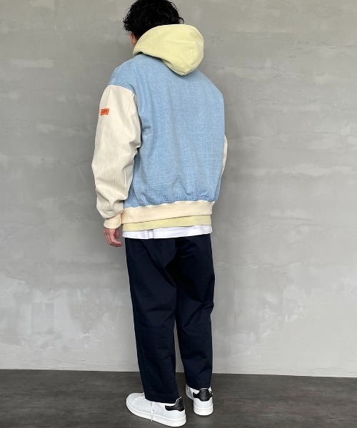 JEANS FACTORY （ジーンズファクトリー）の「【men's FUDGE 4月号掲載】[UNIVERSAL OVERALL/ユニバーサルオーバーオール] 別注 ビッグシルエットスタジャン（スタジャン・レディース・ブラック/インディゴブルー/レオパード・M/L）」の22枚目の写真