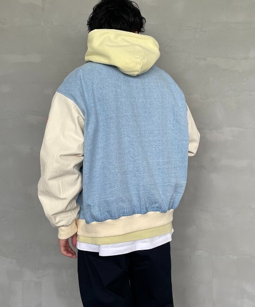 JEANS FACTORY （ジーンズファクトリー）の「【men's FUDGE 4月号掲載】[UNIVERSAL OVERALL/ユニバーサルオーバーオール] 別注 ビッグシルエットスタジャン（スタジャン・レディース・ブラック/インディゴブルー/レオパード・M/L）」の19枚目の写真