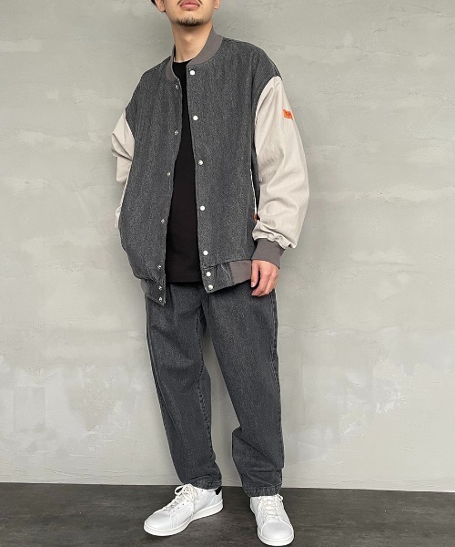 JEANS FACTORY （ジーンズファクトリー）の「【men's FUDGE 4月号掲載】[UNIVERSAL OVERALL/ユニバーサルオーバーオール] 別注 ビッグシルエットスタジャン（スタジャン・レディース・ブラック/インディゴブルー/レオパード・M/L）」の5枚目の写真