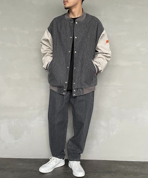 JEANS FACTORY （ジーンズファクトリー）の「【men's FUDGE 4月号掲載】[UNIVERSAL OVERALL/ユニバーサルオーバーオール] 別注 ビッグシルエットスタジャン（スタジャン・レディース・ブラック/インディゴブルー/レオパード・M/L）」の15枚目の写真