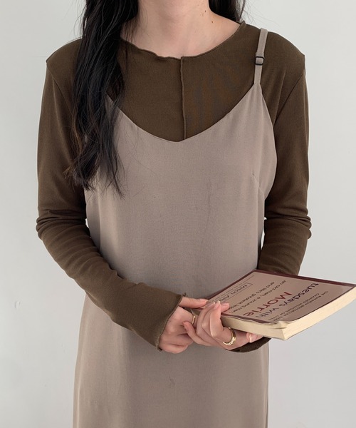 ECLIN(エクラン)の「メロウリブトップス(Tシャツ/カットソー・レディース・ブラック/ネイビー/モカ・M/L)」の10枚目の写真