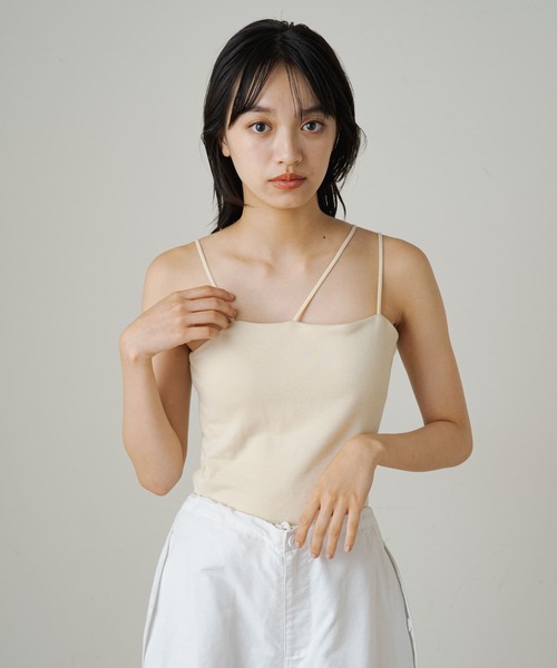 earthy(アーシー)の「【earthy_】オーガニックコットンカップ付き3ストラップキャミソール(キャミソール・レディース・オフホワイト/ブラック/グレー・M/S)」の22枚目の写真