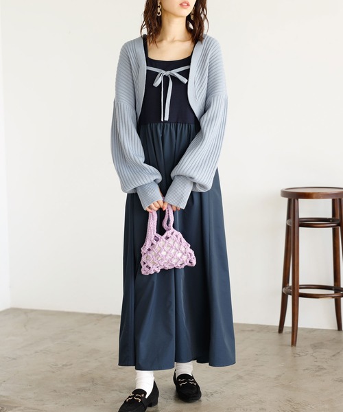 GeeRA(ジーラ)の「ニットボレロ&ドッキングワンピースセット(ワンピース・レディース・ブルー/アイボリー・MEDIUM/LARGE)」の16枚目の写真
