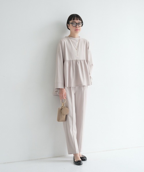 PUAL CE CIN（ピュアルセシン）の「【Du noir】テーパードスラックスパンツ（スラックス・レディース・ベージュ/ブラック・FREE）」の3枚目の写真