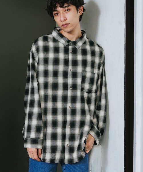 ROOPTOKYO（ループトウキョウ）の「ルーズシルエット オンブレチェック LS 長袖シャツ（シャツ/ブラウス・メンズ・ブラック/ネイビー/グレー・M/L）」の17枚目の写真