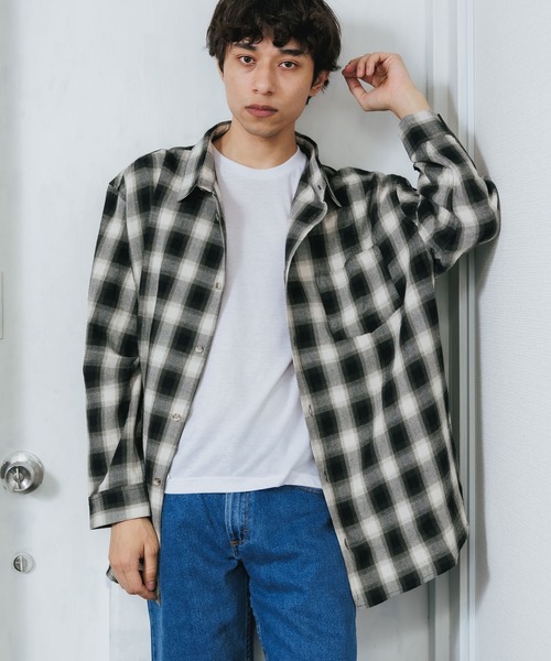 ROOPTOKYO（ループトウキョウ）の「ルーズシルエット オンブレチェック LS 長袖シャツ（シャツ/ブラウス・メンズ・ブラック/ネイビー/グレー・M/L）」の18枚目の写真