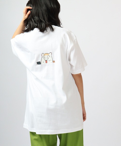【LIFEWORK】★男女兼用★ソルトウォッシングミニw半袖Tシャツ Tシャツ メンズ バックサーティーンプリント半袖Tシャツ 黒
