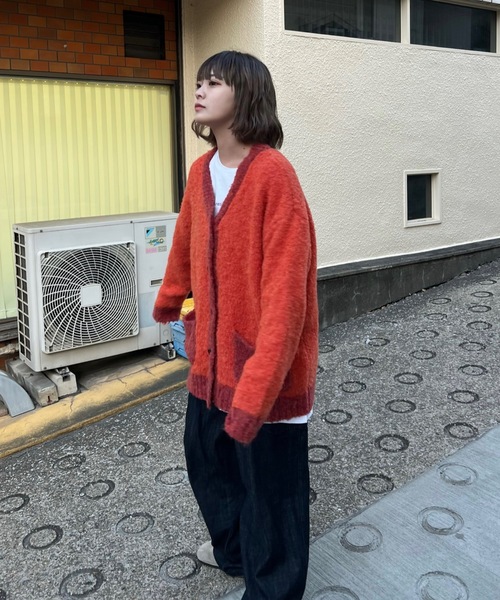 shesame(シーセム)の「カラーブークレニットカーディガン(カーディガン/ボレロ・レディース・カーキ/グレー/オレンジ・MEDIUM/LARGE)」の3枚目の写真