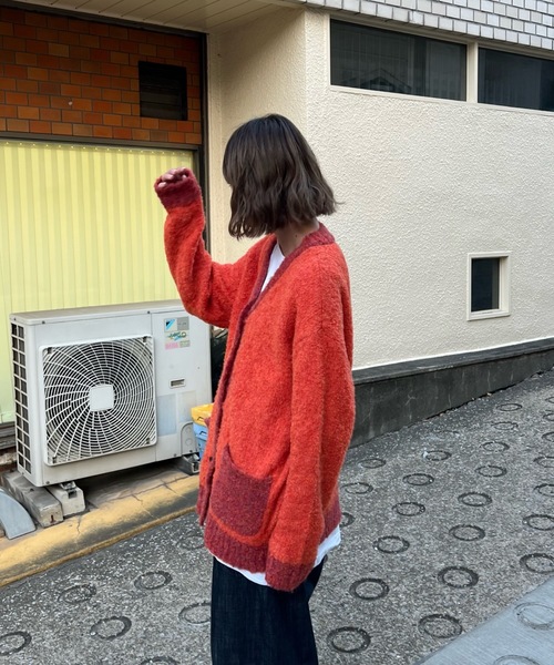 shesame(シーセム)の「カラーブークレニットカーディガン(カーディガン/ボレロ・レディース・カーキ/グレー/オレンジ・MEDIUM/LARGE)」の12枚目の写真