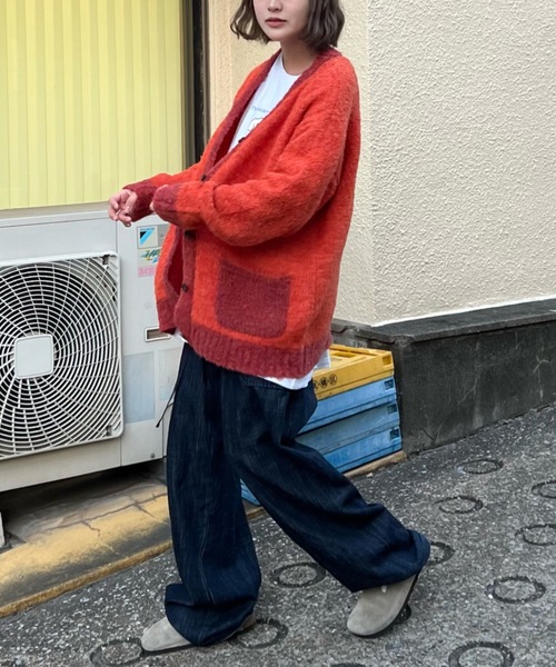 shesame(シーセム)の「カラーブークレニットカーディガン(カーディガン/ボレロ・レディース・カーキ/グレー/オレンジ・MEDIUM/LARGE)」の10枚目の写真