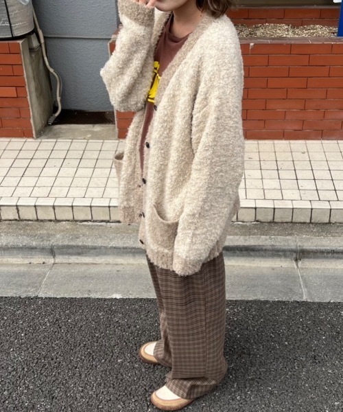 shesame(シーセム)の「カラーブークレニットカーディガン(カーディガン/ボレロ・レディース・カーキ/グレー/オレンジ・MEDIUM/LARGE)」の9枚目の写真