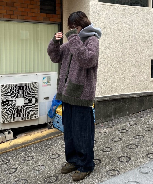 shesame(シーセム)の「カラーブークレニットカーディガン(カーディガン/ボレロ・レディース・カーキ/グレー/オレンジ・MEDIUM/LARGE)」の14枚目の写真