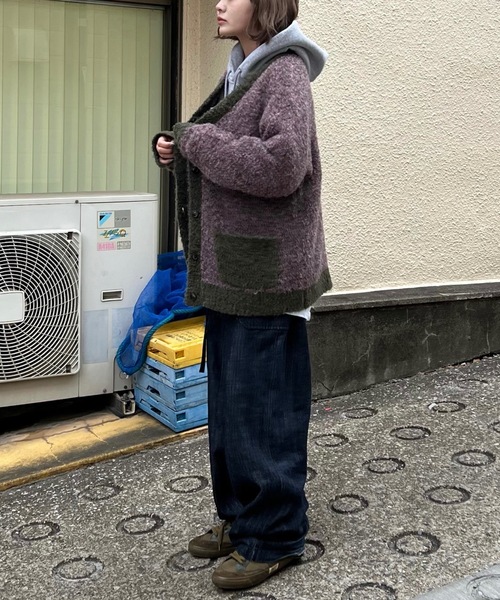 shesame(シーセム)の「カラーブークレニットカーディガン(カーディガン/ボレロ・レディース・カーキ/グレー/オレンジ・MEDIUM/LARGE)」の15枚目の写真