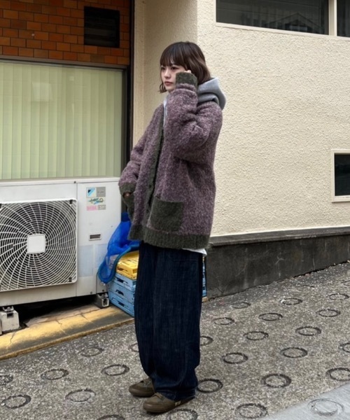shesame(シーセム)の「カラーブークレニットカーディガン(カーディガン/ボレロ・レディース・カーキ/グレー/オレンジ・MEDIUM/LARGE)」の21枚目の写真