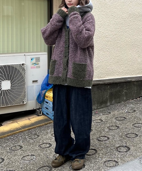 shesame(シーセム)の「カラーブークレニットカーディガン(カーディガン/ボレロ・レディース・カーキ/グレー/オレンジ・MEDIUM/LARGE)」の13枚目の写真