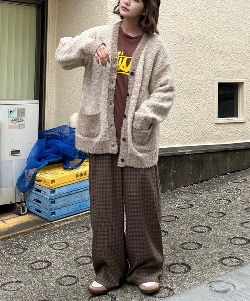 GOOD ENOUGH グレー/レッド カーディガン 千鳥柄カーディガン（ニット）｜STRASBURGO OUTLET