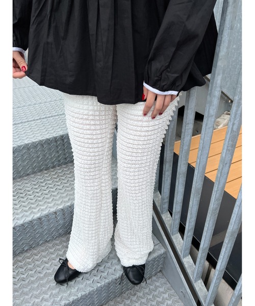 WC（ダブル シー）の「フリルレースフレアパンツ（スラックス・レディース・ライトピンク/ブラック/ホワイト・FREE）」の7枚目の写真