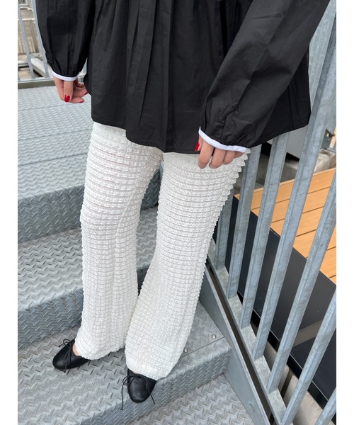 WC（ダブル シー）の「フリルレースフレアパンツ（スラックス・レディース・ライトピンク/ブラック/ホワイト・FREE）」の8枚目の写真