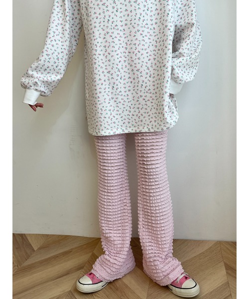 WC（ダブル シー）の「フリルレースフレアパンツ（スラックス・レディース・ライトピンク/ブラック/ホワイト・FREE）」の9枚目の写真