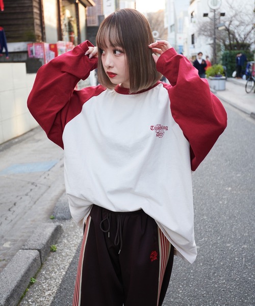 kutir（クティール）の「オーバーサイズ配色ラグランロンT（Tシャツ/カットソー・メンズ・ネイビー/レッド/ブラック・MEDIUM/LARGE）」の3枚目の写真