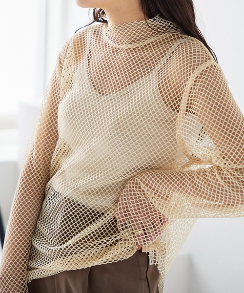 KOBE LETTUCE（コウベレタス）の「メッシュハイネックプルオーバー（その他トップス・レディース・オフホワイト/モカ/ブラック/クリーム・FREE）」の4枚目の写真