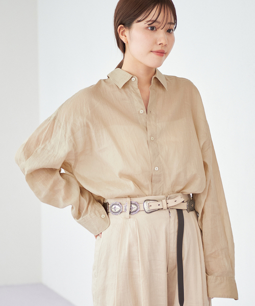 plage（プラージュ）の「RA/CO Sheer シャツ（シャツ/ブラウス・レディース・サックスブルー/ネイビー/ベージュ・FREE）」の2枚目の写真