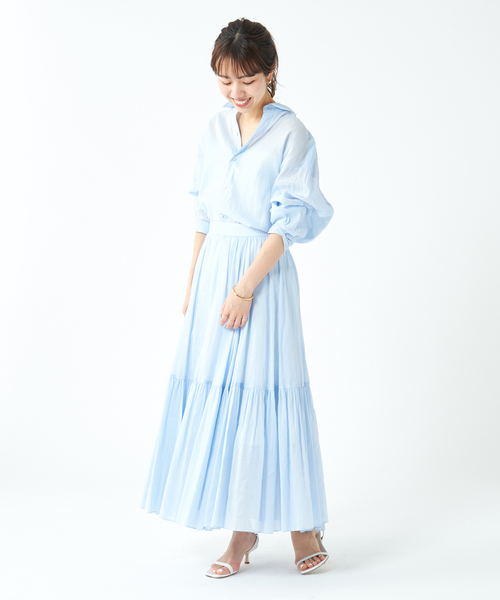 plage（プラージュ）の「RA/CO Sheer シャツ（シャツ/ブラウス・レディース・サックスブルー/ネイビー/ベージュ・FREE）」の4枚目の写真