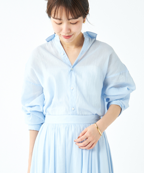 plage（プラージュ）の「RA/CO Sheer シャツ（シャツ/ブラウス・レディース・サックスブルー/ネイビー/ベージュ・FREE）」の5枚目の写真