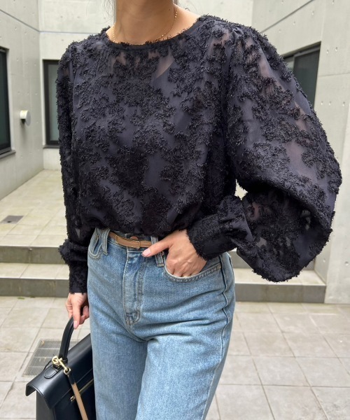 ACYM（アシーム）の「Lace flower ブラウス（シャツ/ブラウス・レディース・ブラック/アイボリー・FREE）」の4枚目の写真