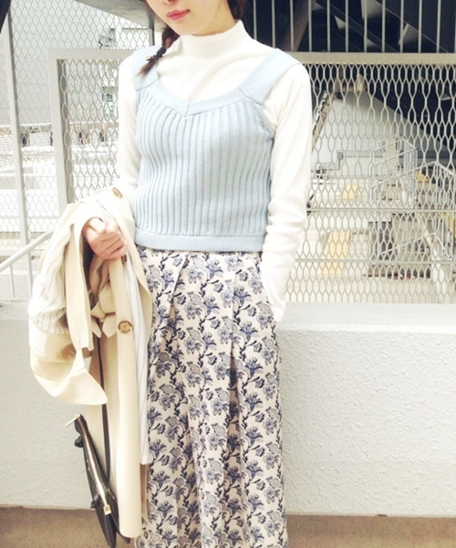 goocy（グーシー）の「リブKnitベスト（ニット/セーター・レディース・ホワイト/グレー/キャメル/サックスブルー・FREE）」の3枚目の写真