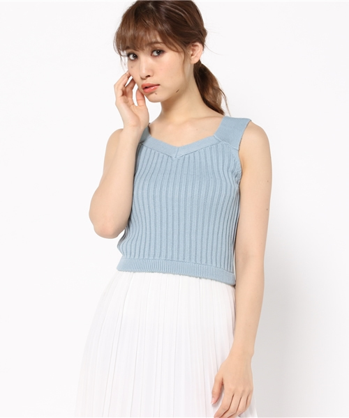 goocy（グーシー）の「リブKnitベスト（ニット/セーター・レディース・ホワイト/グレー/キャメル/サックスブルー・FREE）」の6枚目の写真