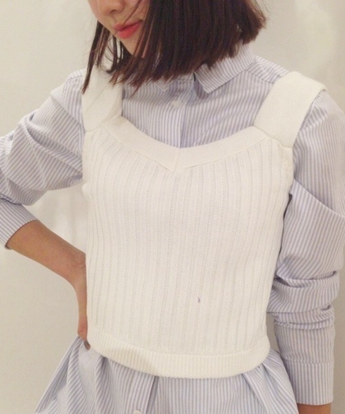 goocy（グーシー）の「リブKnitベスト（ニット/セーター・レディース・ホワイト/グレー/キャメル/サックスブルー・FREE）」の7枚目の写真