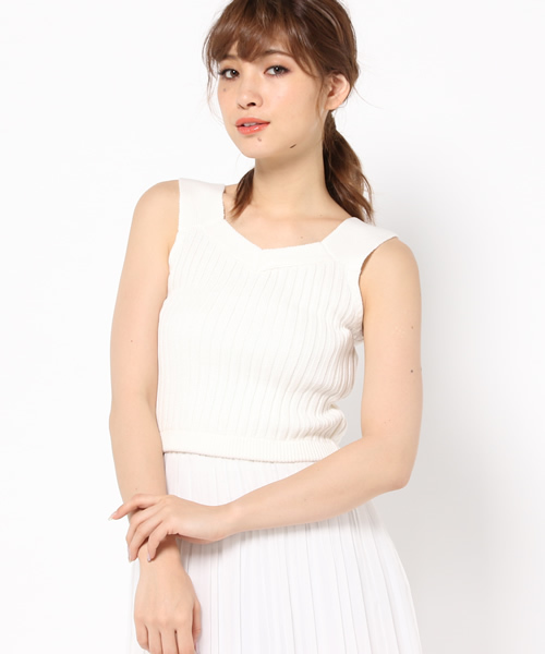 goocy（グーシー）の「リブKnitベスト（ニット/セーター・レディース・ホワイト/グレー/キャメル/サックスブルー・FREE）」の2枚目の写真