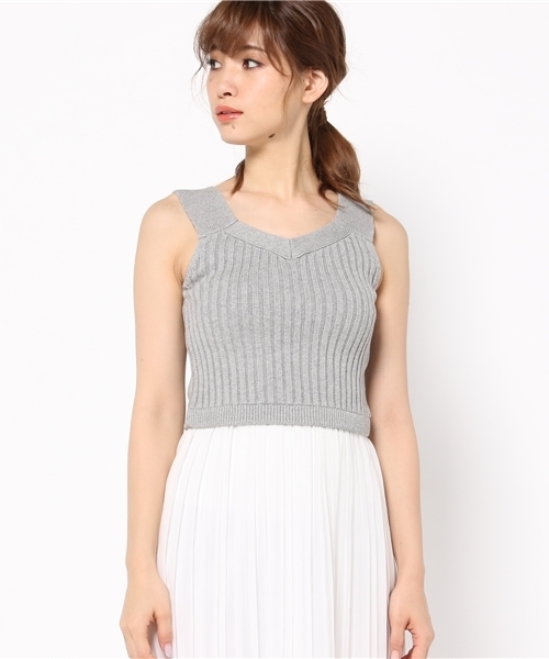 goocy（グーシー）の「リブKnitベスト（ニット/セーター・レディース・ホワイト/グレー/キャメル/サックスブルー・FREE）」の12枚目の写真