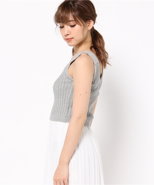 goocy（グーシー）の「リブKnitベスト（ニット/セーター・レディース・ホワイト/グレー/キャメル/サックスブルー・FREE）」の13枚目の写真
