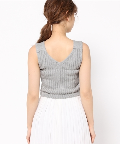 goocy（グーシー）の「リブKnitベスト（ニット/セーター・レディース・ホワイト/グレー/キャメル/サックスブルー・FREE）」の14枚目の写真