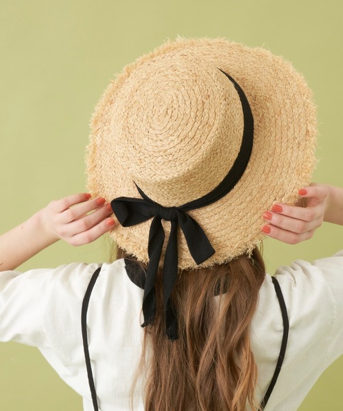 MERLOT（メルロー）の「夏の紫外線カット　リボンハット（ハット・レディース・ブラック/ホワイト・FREE）」の2枚目の写真