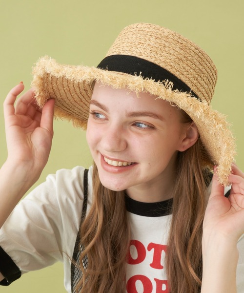 MERLOT（メルロー）の「夏の紫外線カット　リボンハット（ハット・レディース・ブラック/ホワイト・FREE）」の4枚目の写真