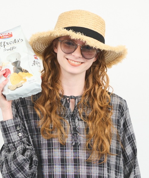 MERLOT（メルロー）の「夏の紫外線カット　リボンハット（ハット・レディース・ブラック/ホワイト・FREE）」の12枚目の写真