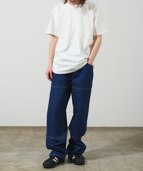 CROSS & STITCH（クロスステッチ）の「CROSS&STITCH/クロスアンドステッチ オープンエンド マックスウェイト ヘンリーネック 半袖Tシャツ ユニセックス 2026年春夏（Tシャツ/カットソー・メンズ・ホワイト/ブラック/ダークブルー/ナチュラル/ネイビー・L/XL/S/M）」の22枚目の写真