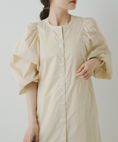 PUAL CE CIN（ピュアルセシン）の「【Du noir】ボリュームショルダーワンピース（ワンピース・レディース・ブラック/ベージュ・FREE）」の8枚目の写真