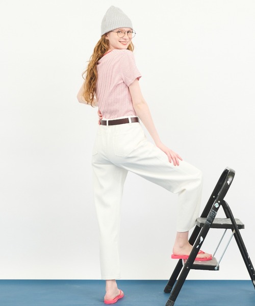 MERLOT(メルロー)の「ストレッチボーダーTシャツ(Tシャツ/カットソー・レディース・ブルー/レッド/ブラック・FREE)」の6枚目の写真