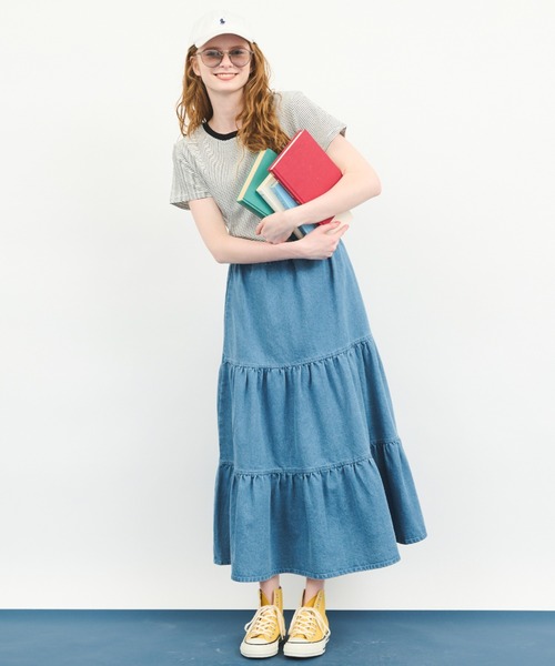 MERLOT(メルロー)の「ストレッチボーダーTシャツ(Tシャツ/カットソー・レディース・ブルー/レッド/ブラック・FREE)」の11枚目の写真
