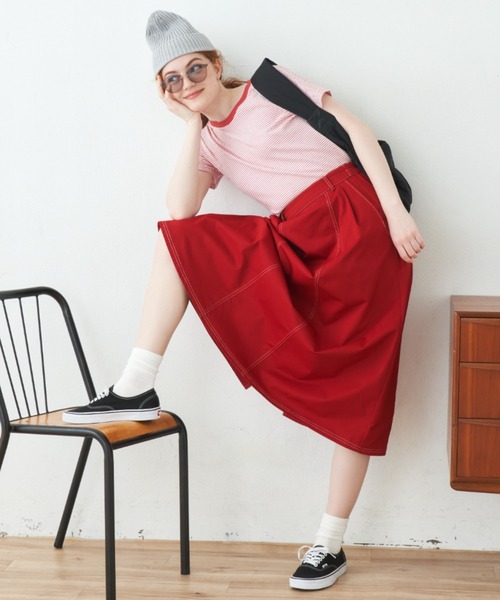 MERLOT(メルロー)の「ストレッチボーダーTシャツ(Tシャツ/カットソー・レディース・ブルー/レッド/ブラック・FREE)」の7枚目の写真