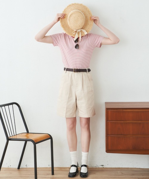 MERLOT(メルロー)の「ストレッチボーダーTシャツ(Tシャツ/カットソー・レディース・ブルー/レッド/ブラック・FREE)」の10枚目の写真